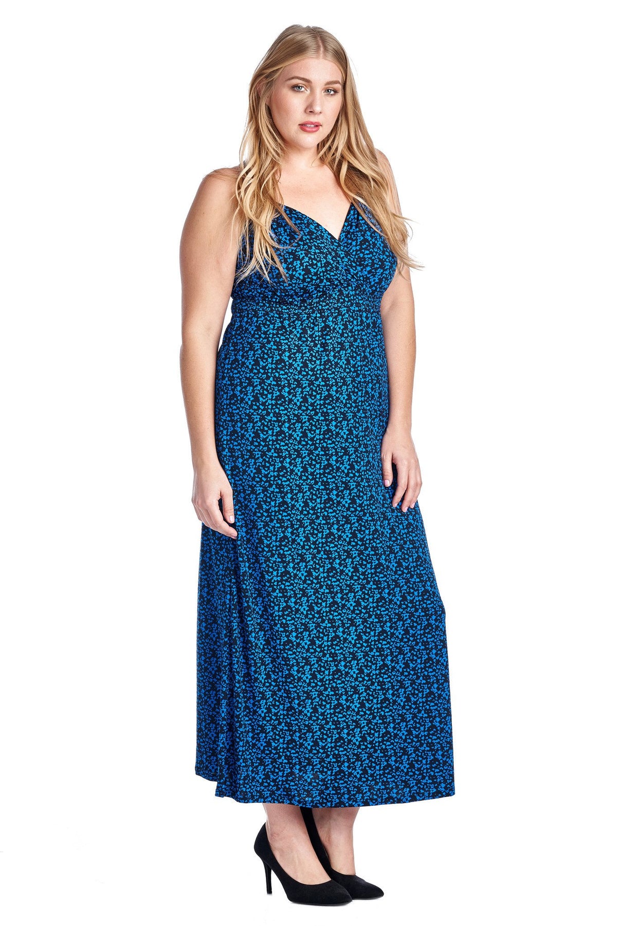 Women's Plus Size Printed Surplice Maxi Dress - YuppyCollections