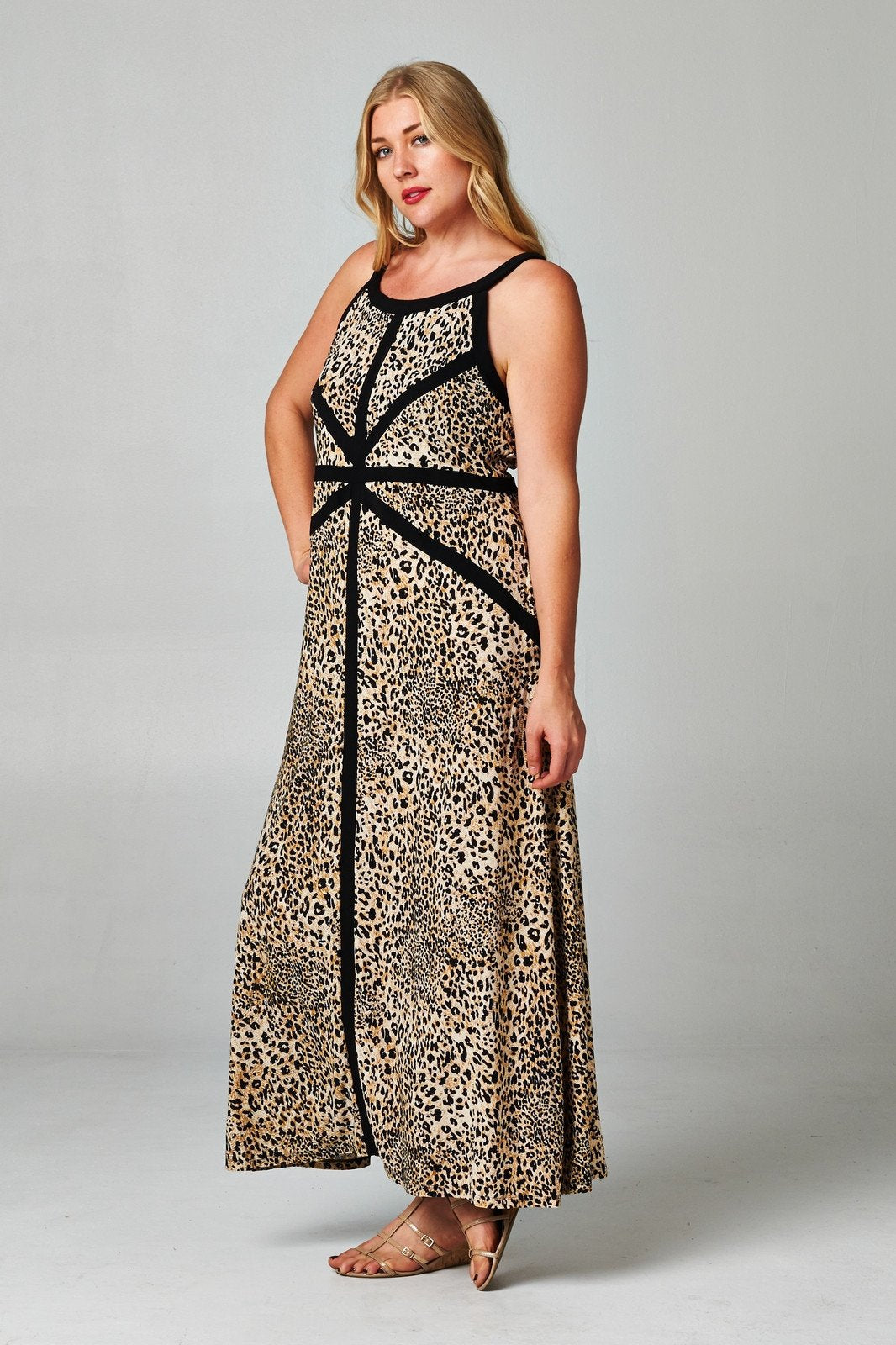 Women's Plus Size Leopard Print Maxi Dress - YuppyCollections