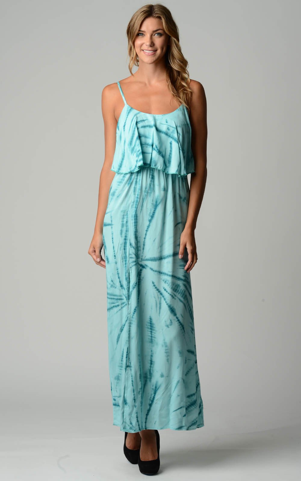 Women's Printed Tie Dye Maxi Dress - YuppyCollections