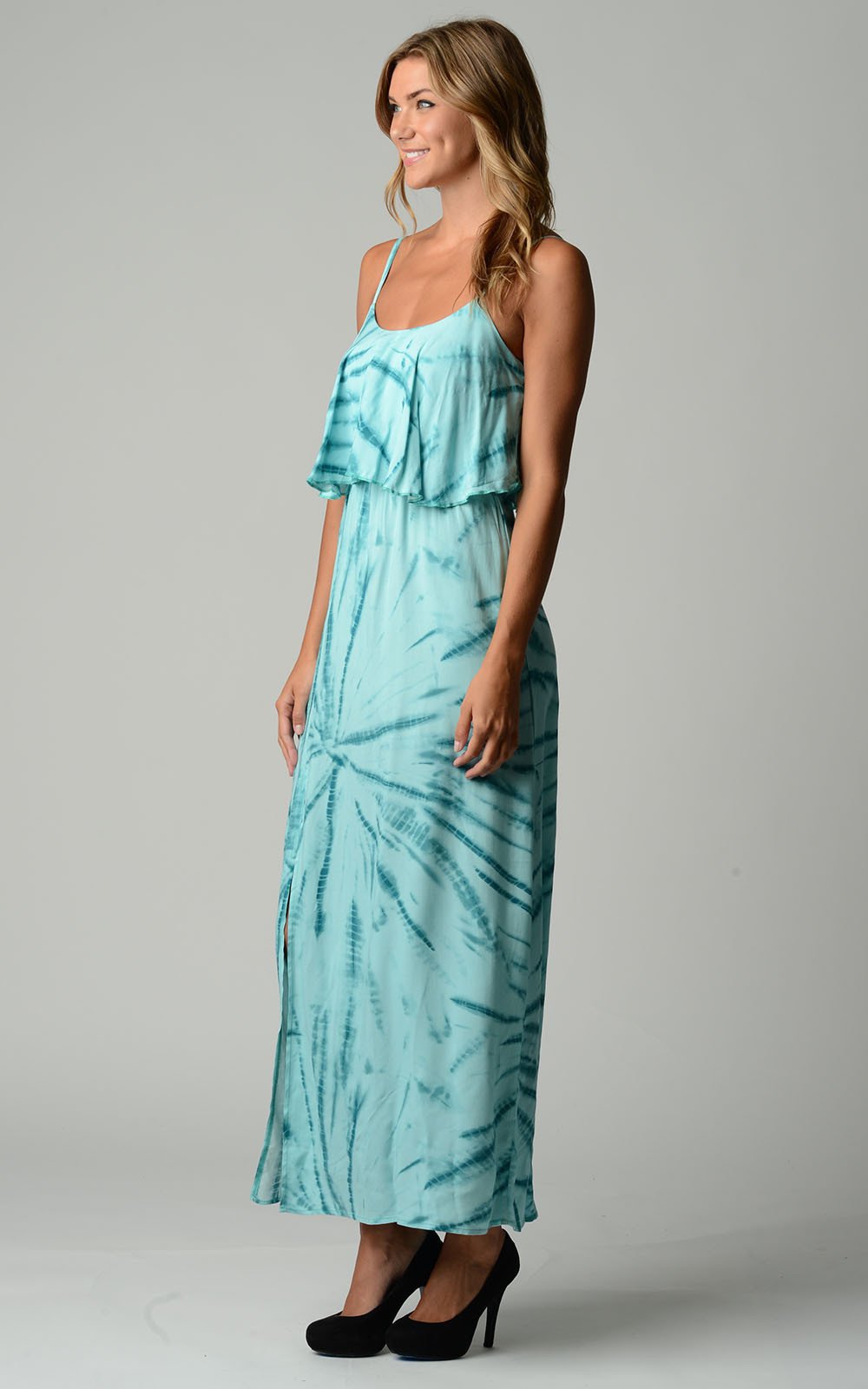 Women's Printed Tie Dye Maxi Dress - YuppyCollections