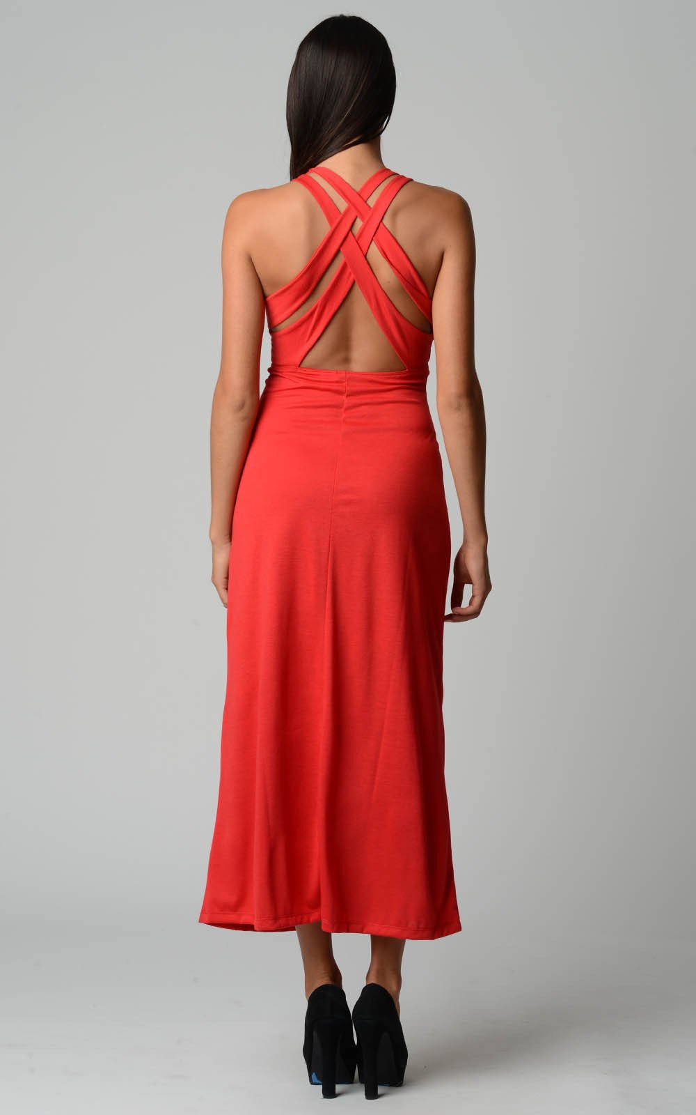 Women's Halter Maxi Dress with Cross Back Straps - YuppyCollections