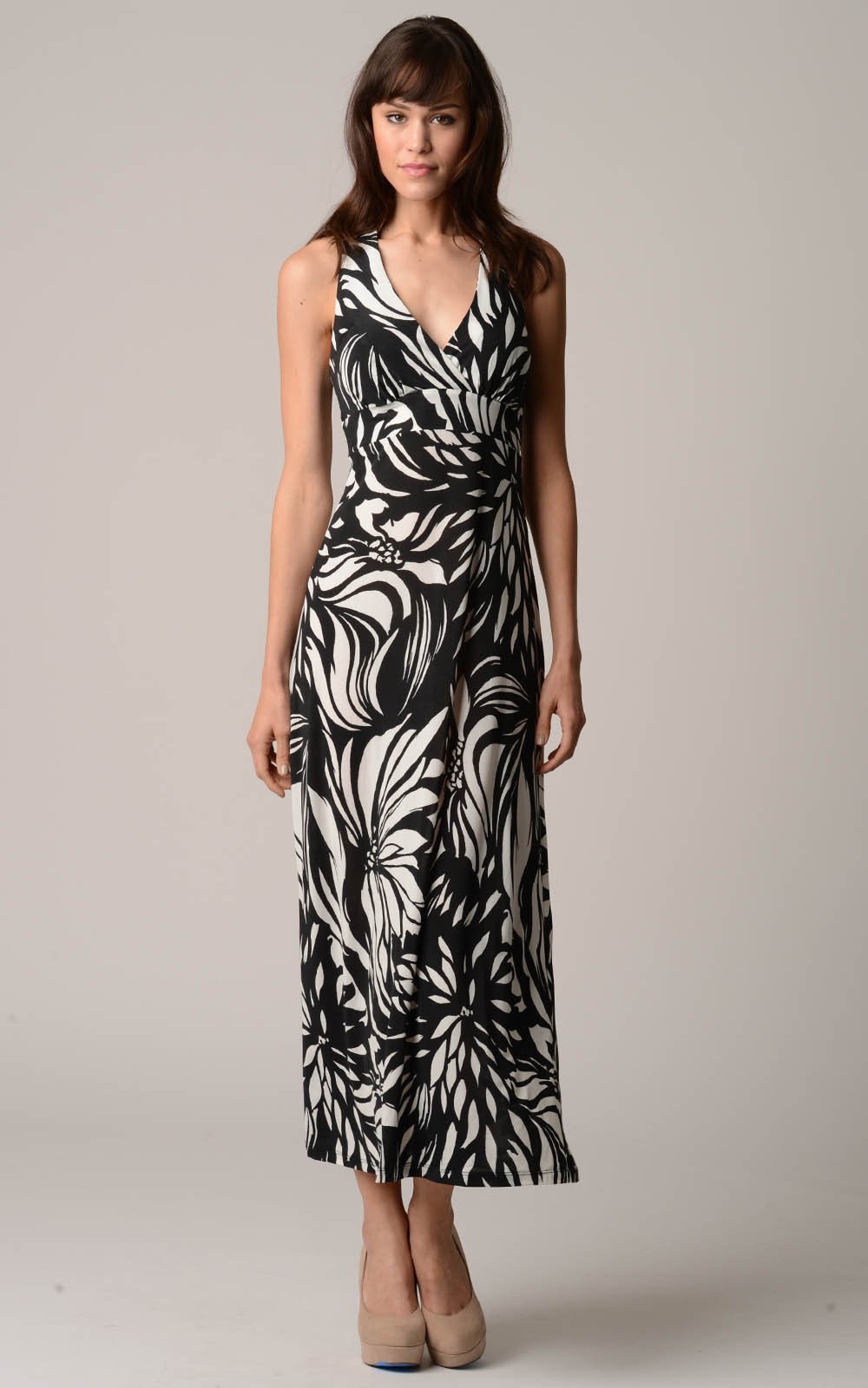 Women's Empire Waist Printed Maxi Dress - YuppyCollections