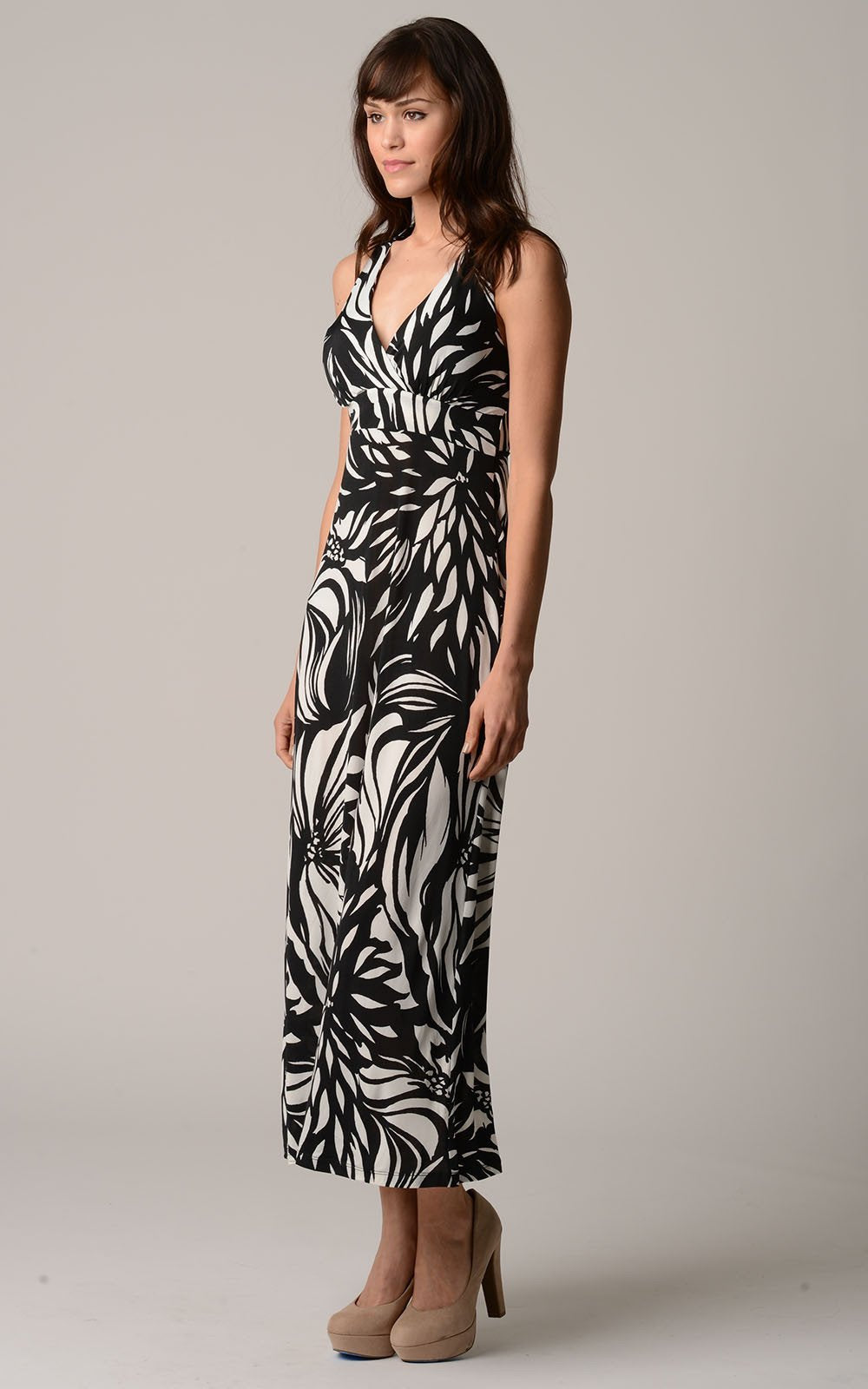 Women's Empire Waist Printed Maxi Dress - YuppyCollections