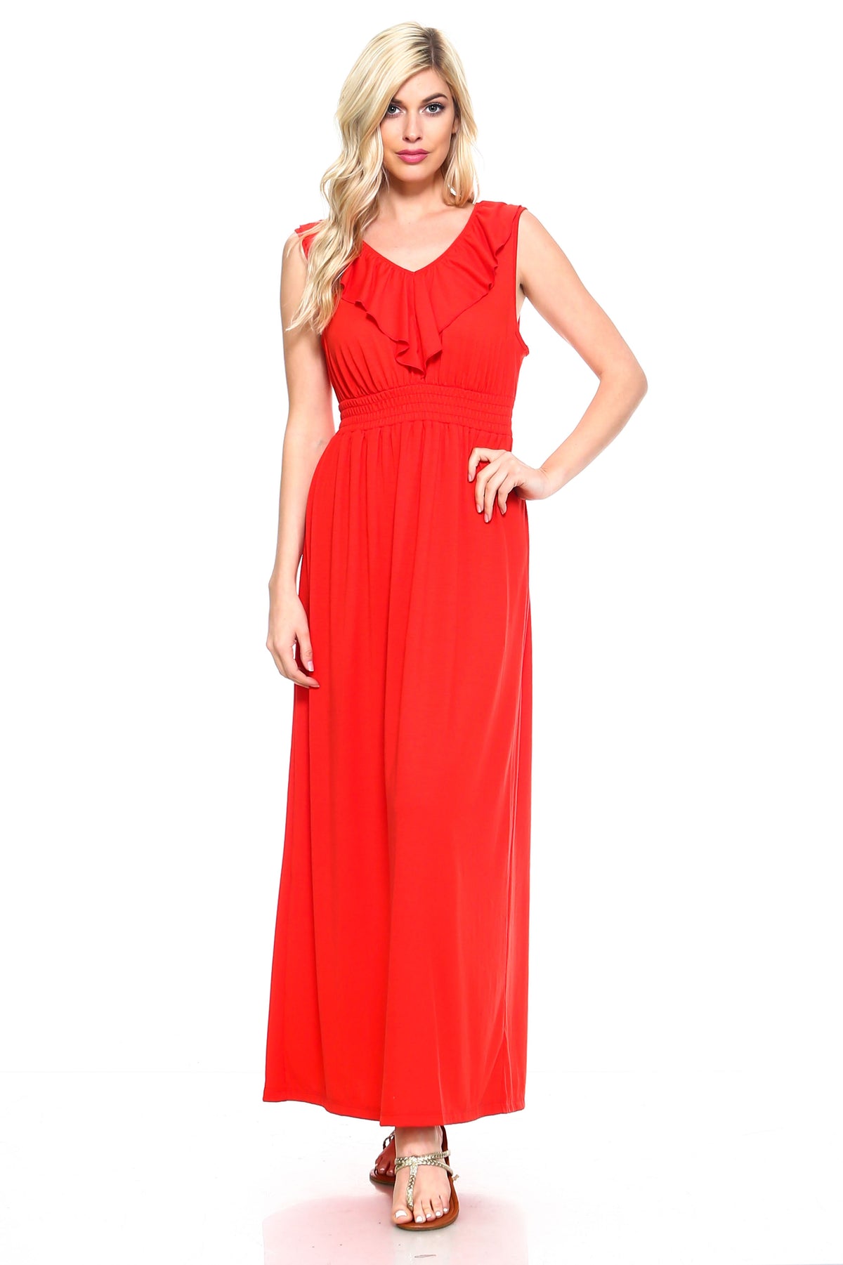 Women's Empire Waist Smocked Maxi Dress - YuppyCollections