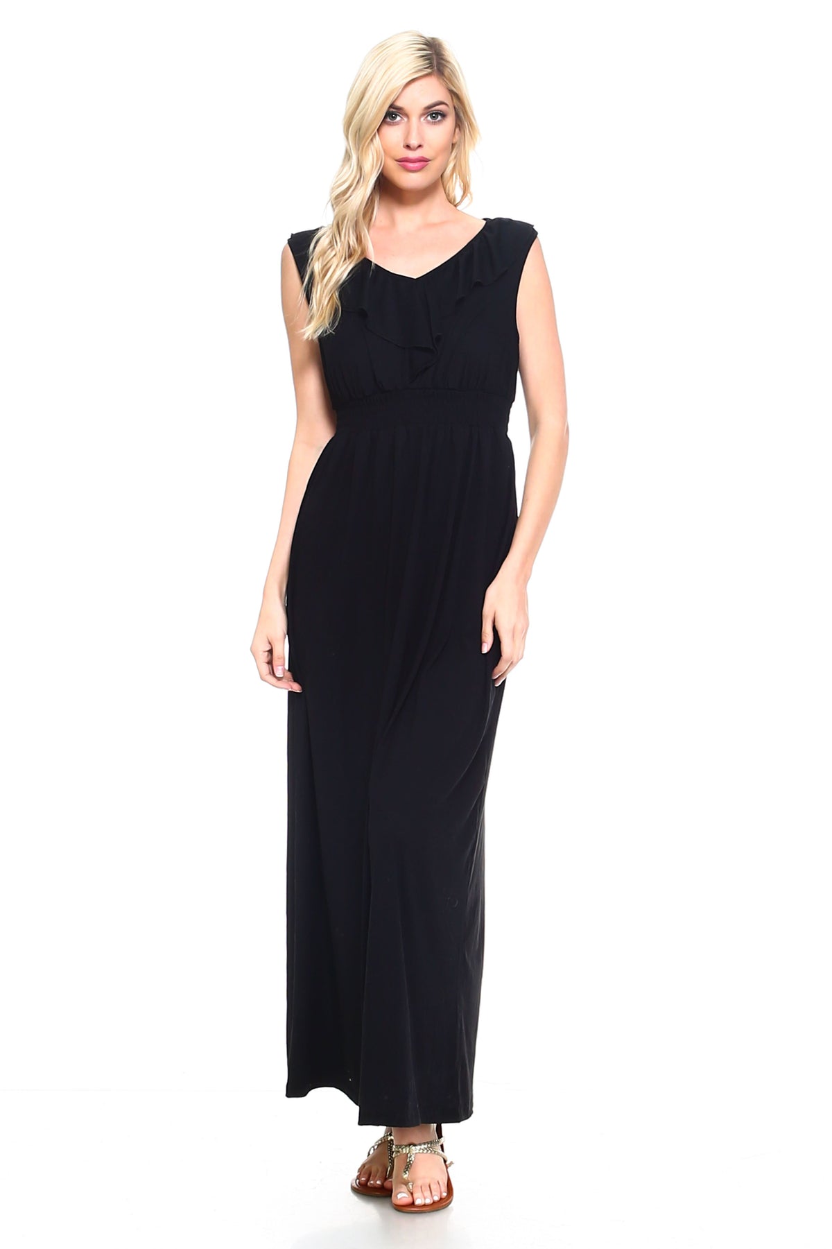 Women's Empire Waist Smocked Maxi Dress - YuppyCollections