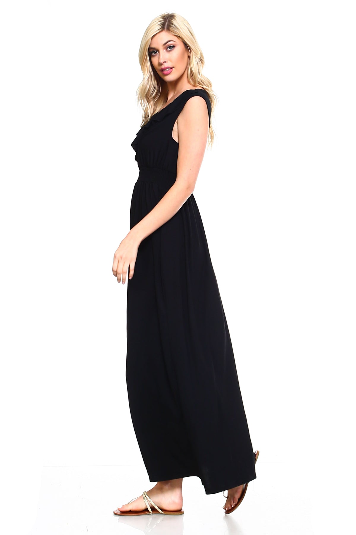 Women's Empire Waist Smocked Maxi Dress - YuppyCollections