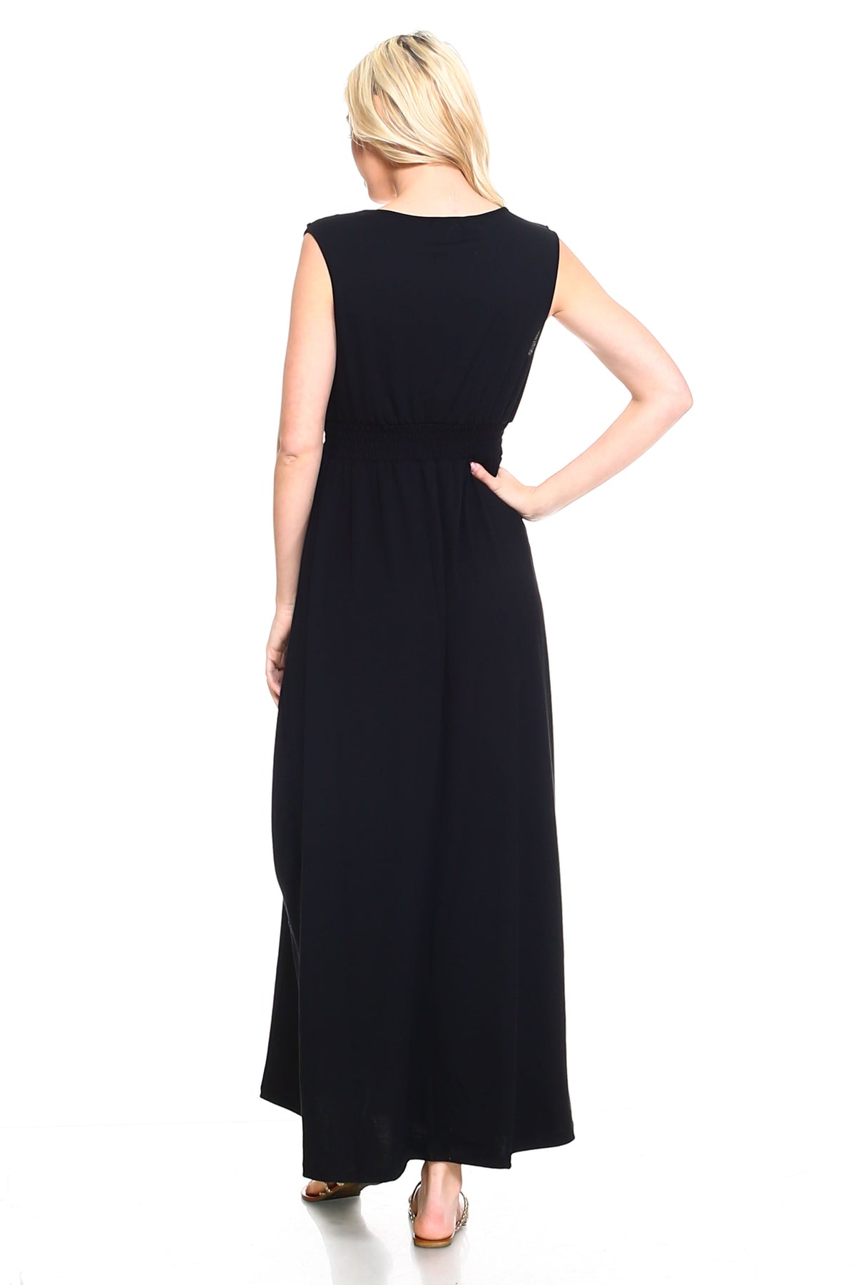 Women's Empire Waist Smocked Maxi Dress - YuppyCollections