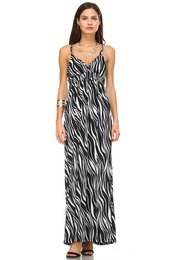 Women's Braided Strap Printed Maxi Dress - YuppyCollections