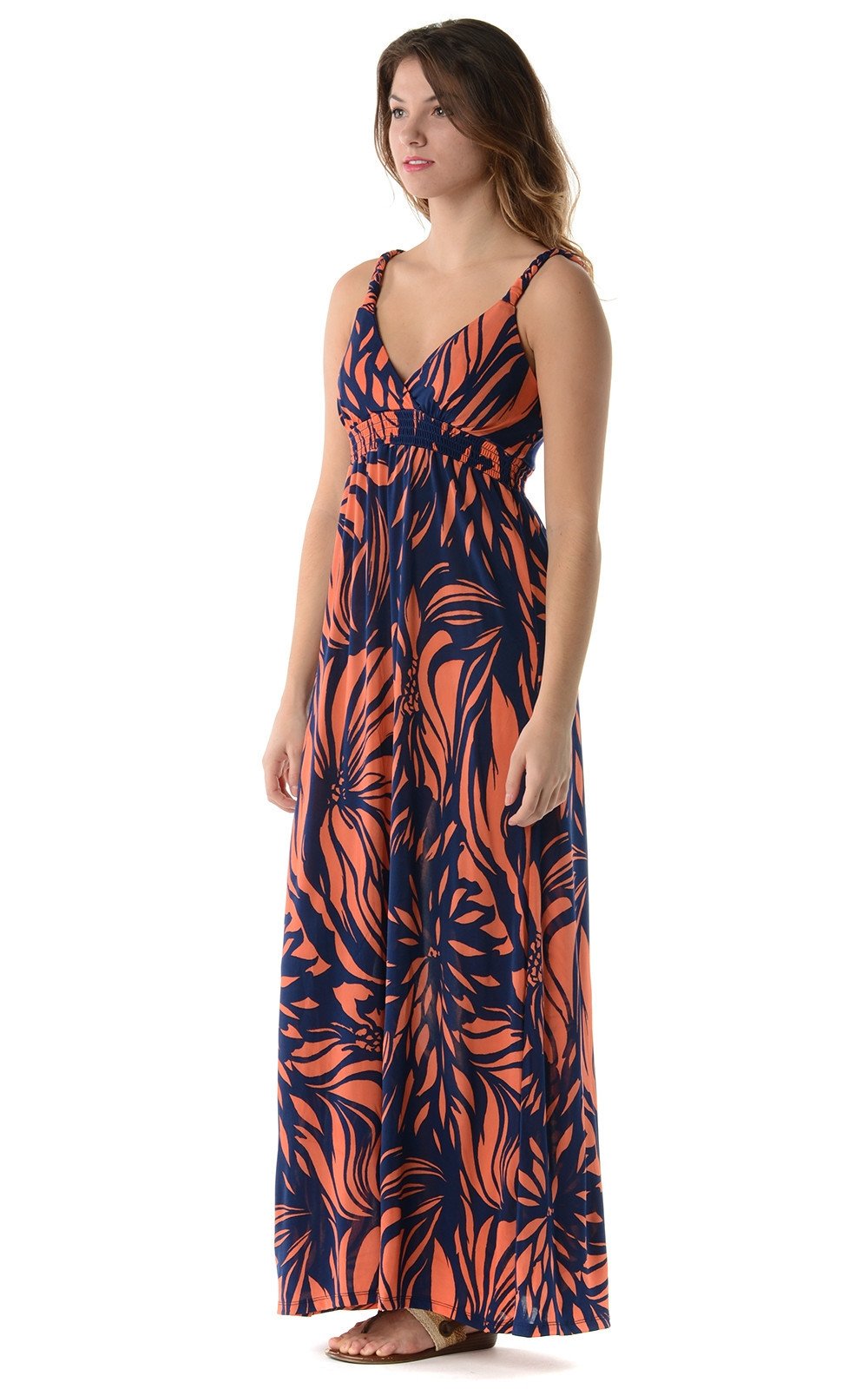 Women's Braided Strap Printed Maxi Dress - YuppyCollections