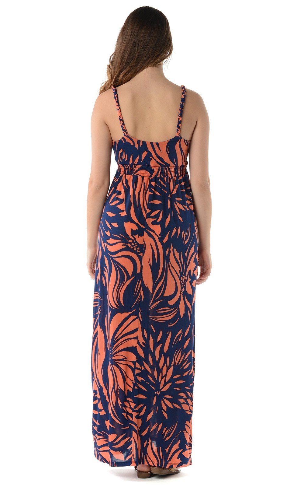 Women's Braided Strap Printed Maxi Dress - YuppyCollections