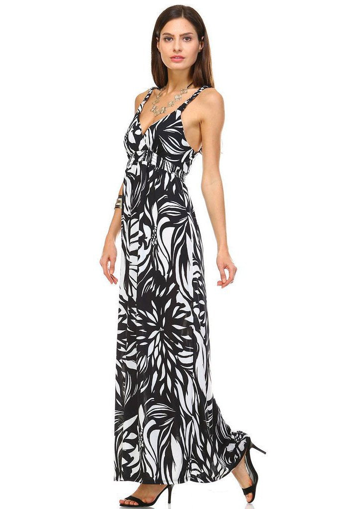 Women's Braided Strap Printed Maxi Dress - YuppyCollections