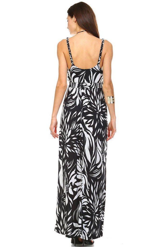 Women's Braided Strap Printed Maxi Dress - YuppyCollections