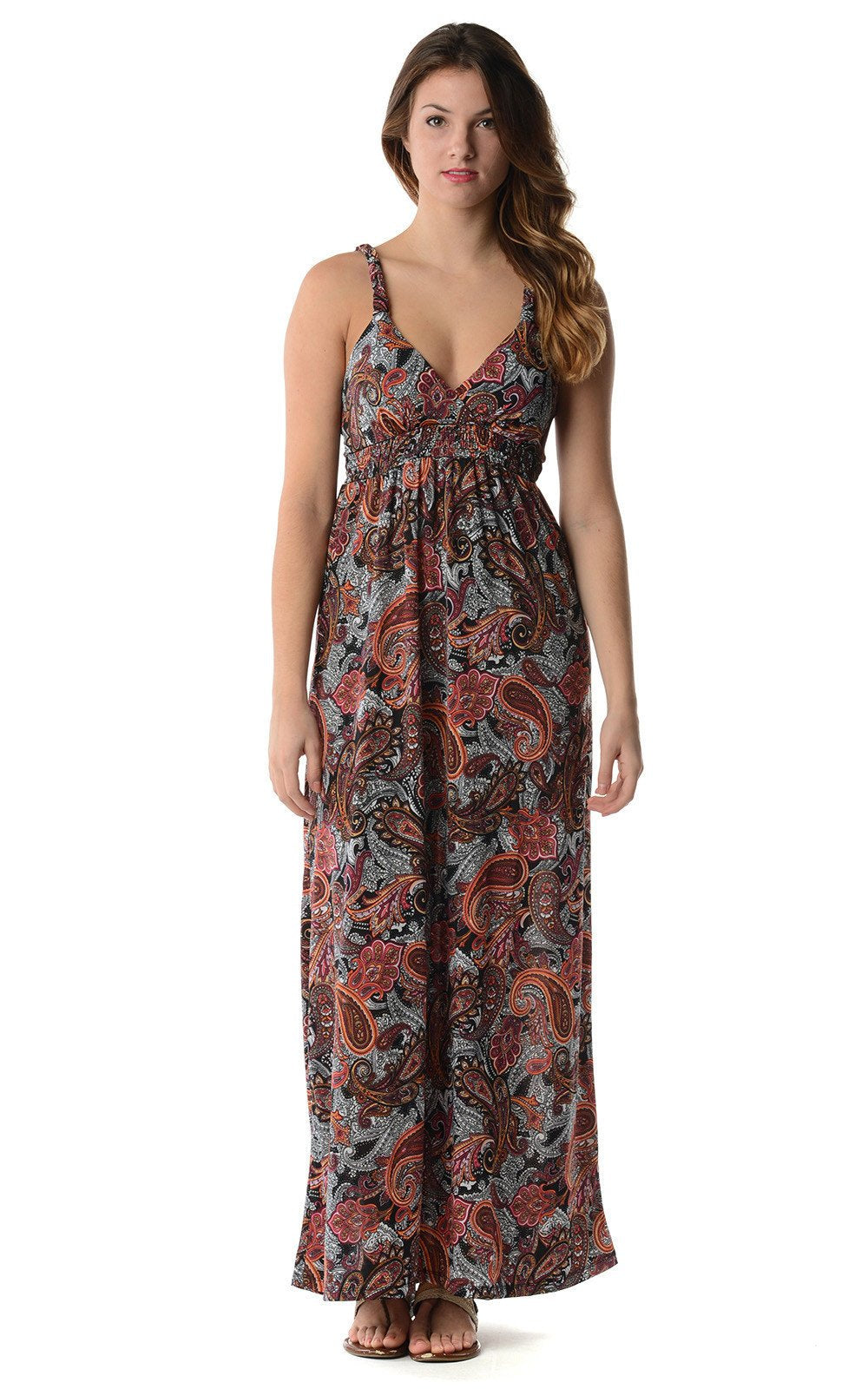 Women's Braided Strap Printed Maxi Dress - YuppyCollections