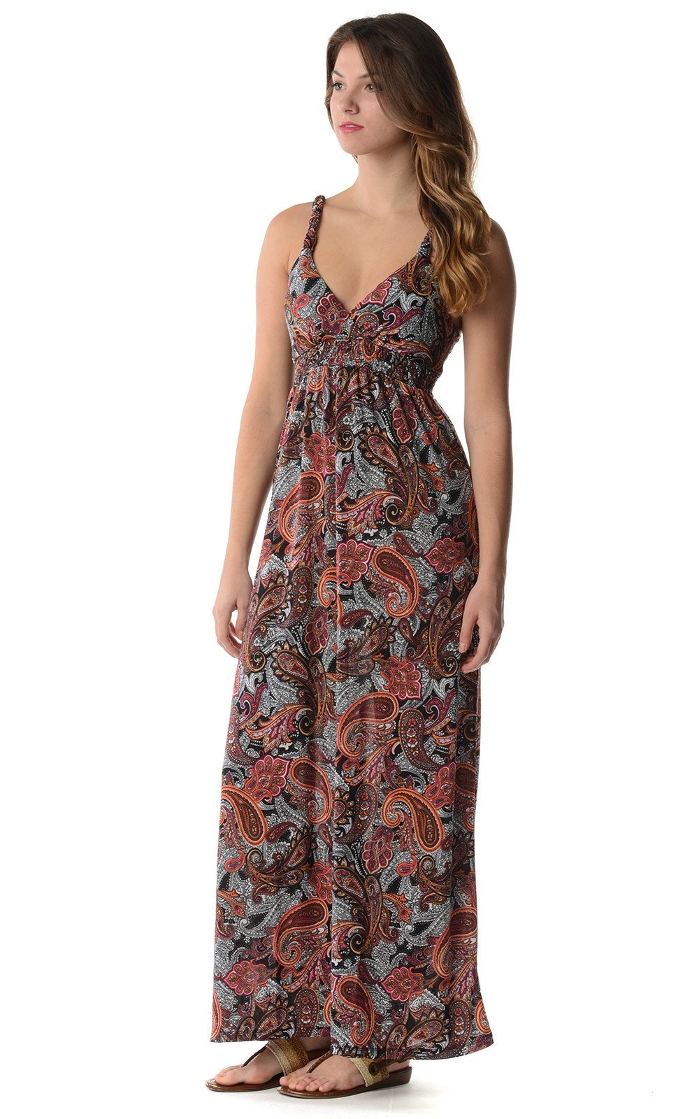 Women's Braided Strap Printed Maxi Dress - YuppyCollections