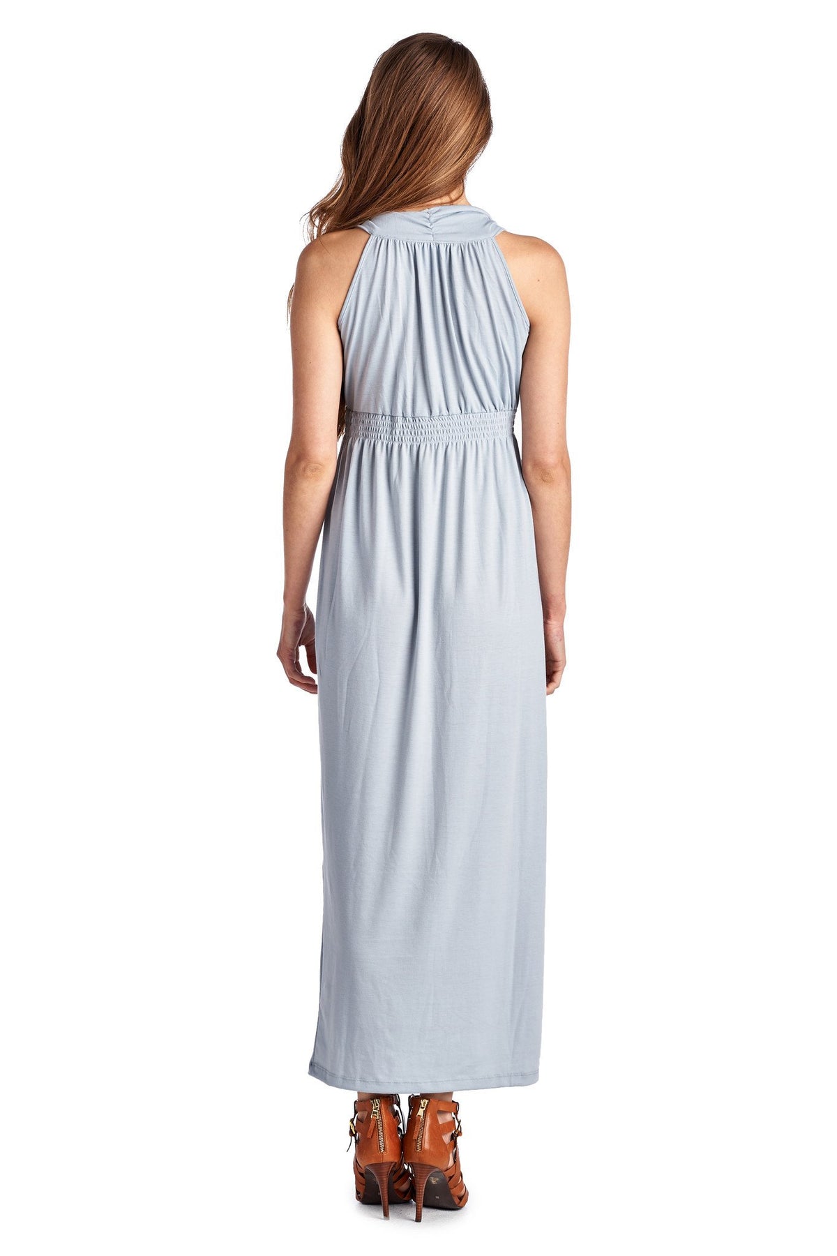 Women's Surplice Smocked Maxi Dress - YuppyCollections