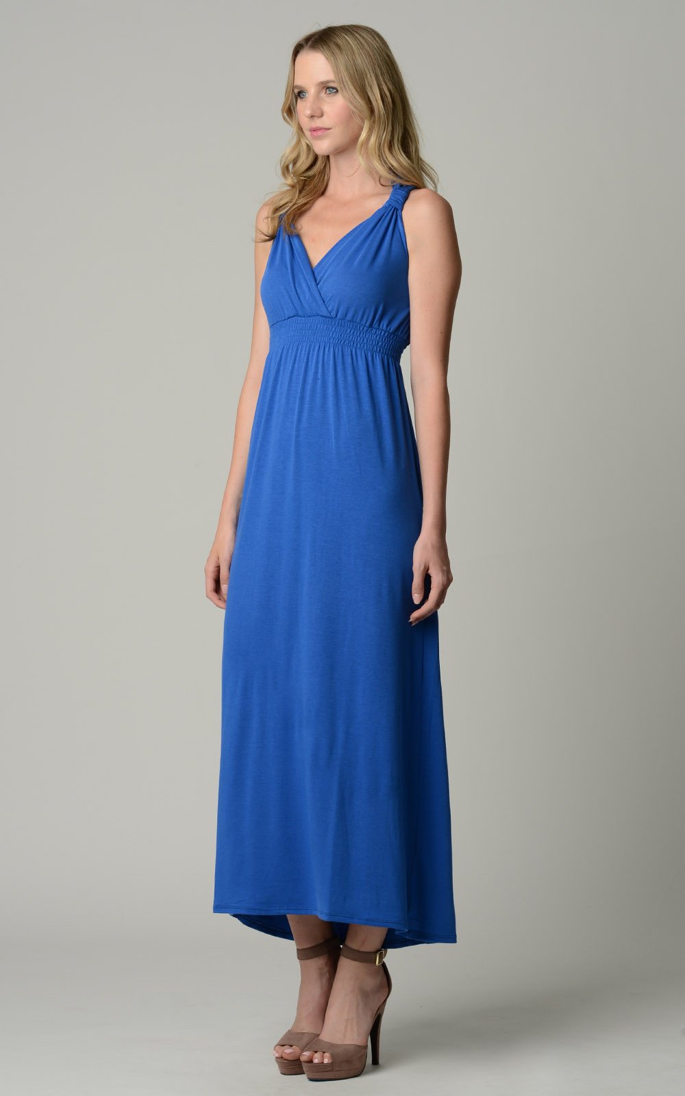 Women's Surplice Smocked Maxi Dress - YuppyCollections