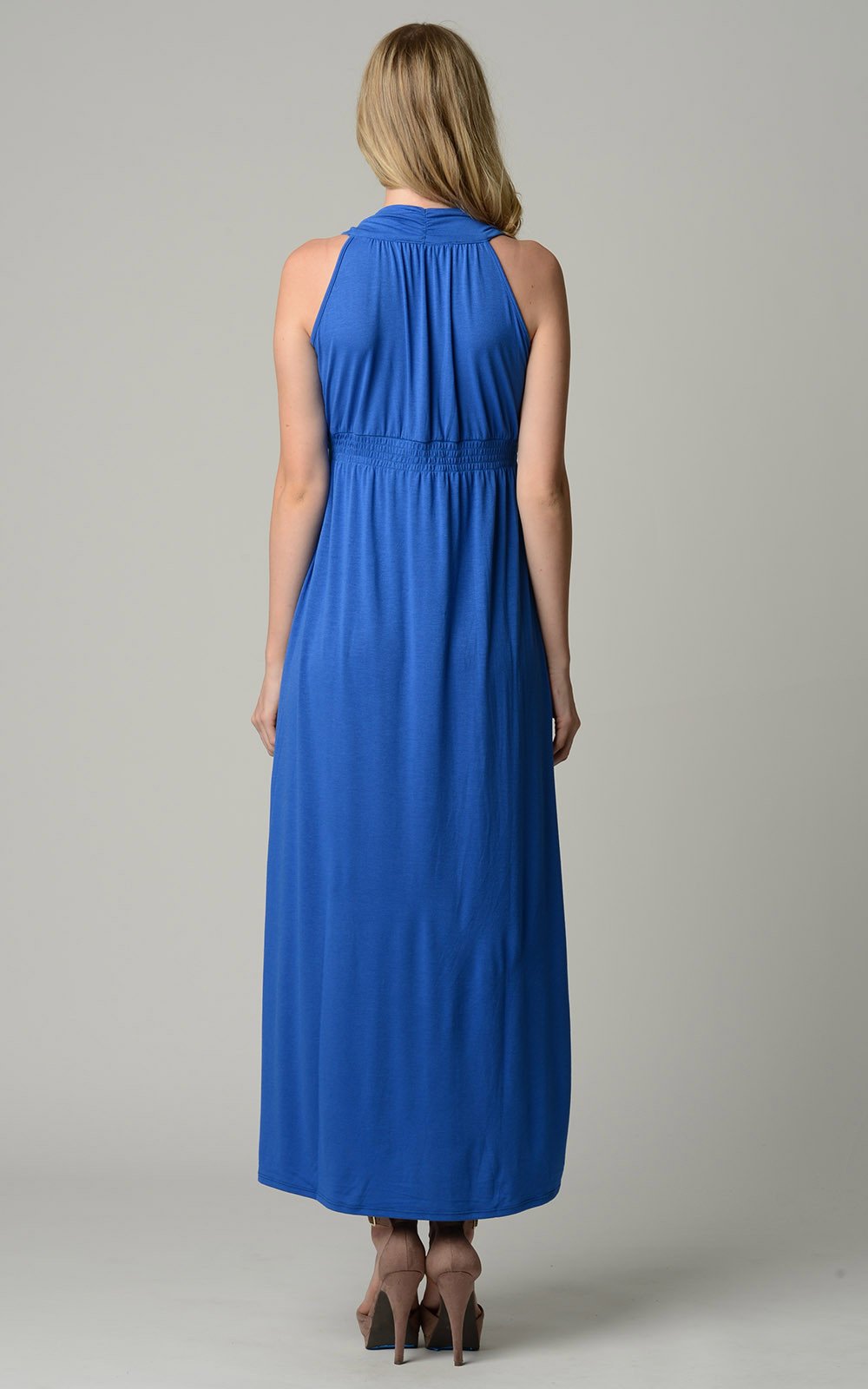 Women's Surplice Smocked Maxi Dress - YuppyCollections