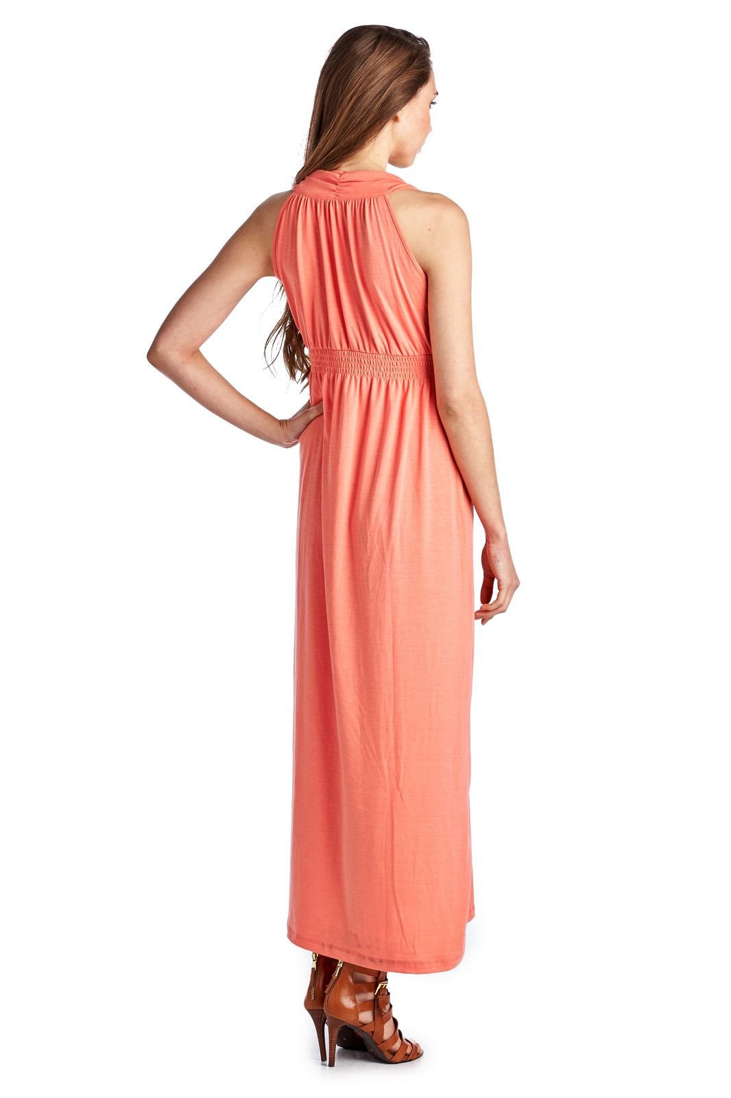 Women's Surplice Smocked Maxi Dress - YuppyCollections