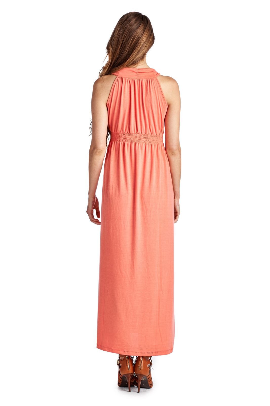 Women's Surplice Smocked Maxi Dress - YuppyCollections