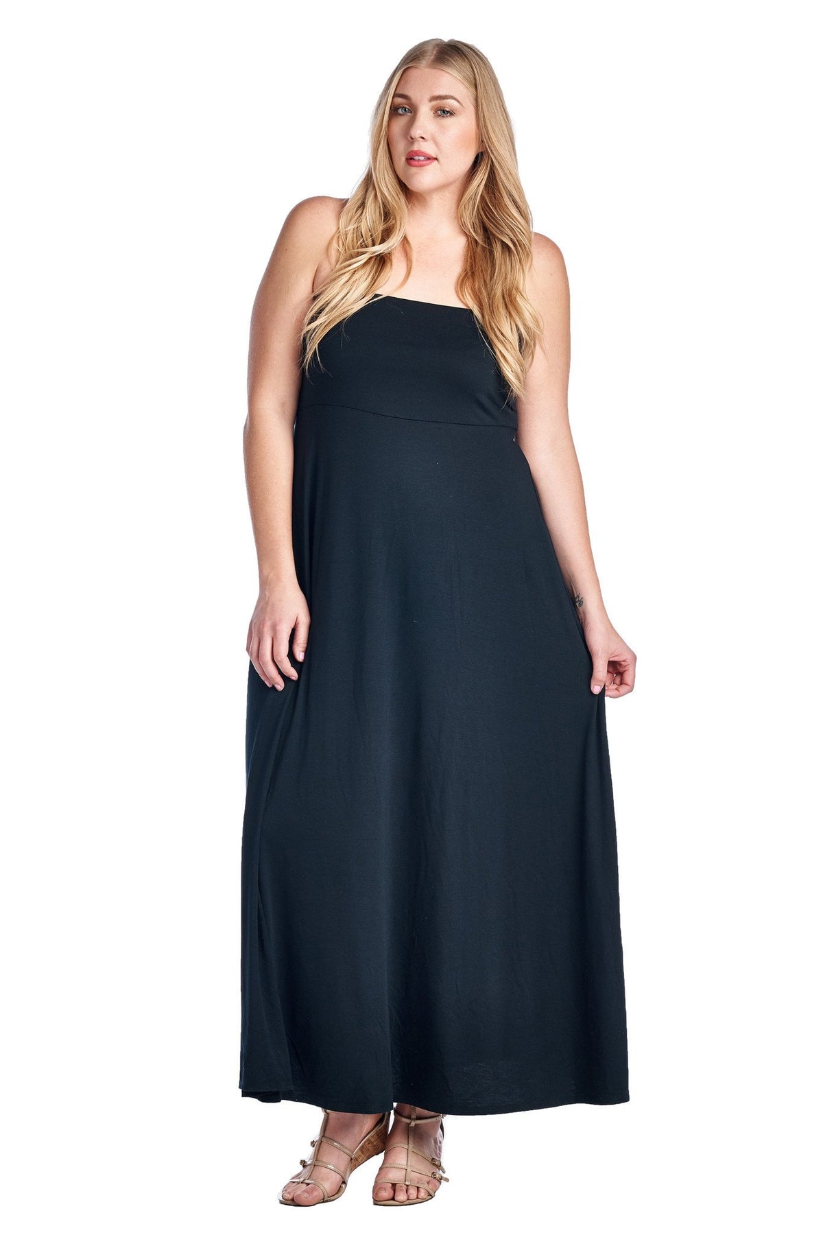 Women's Plus Size Strapless Maxi Dress - YuppyCollections