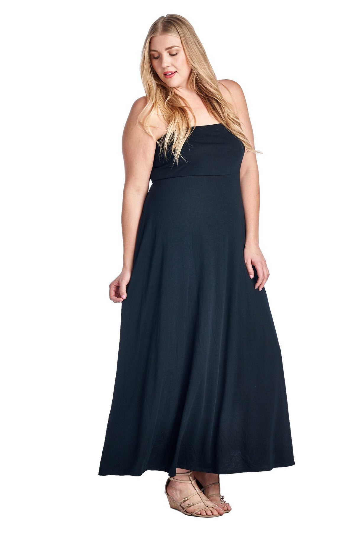 Women's Plus Size Strapless Maxi Dress - YuppyCollections