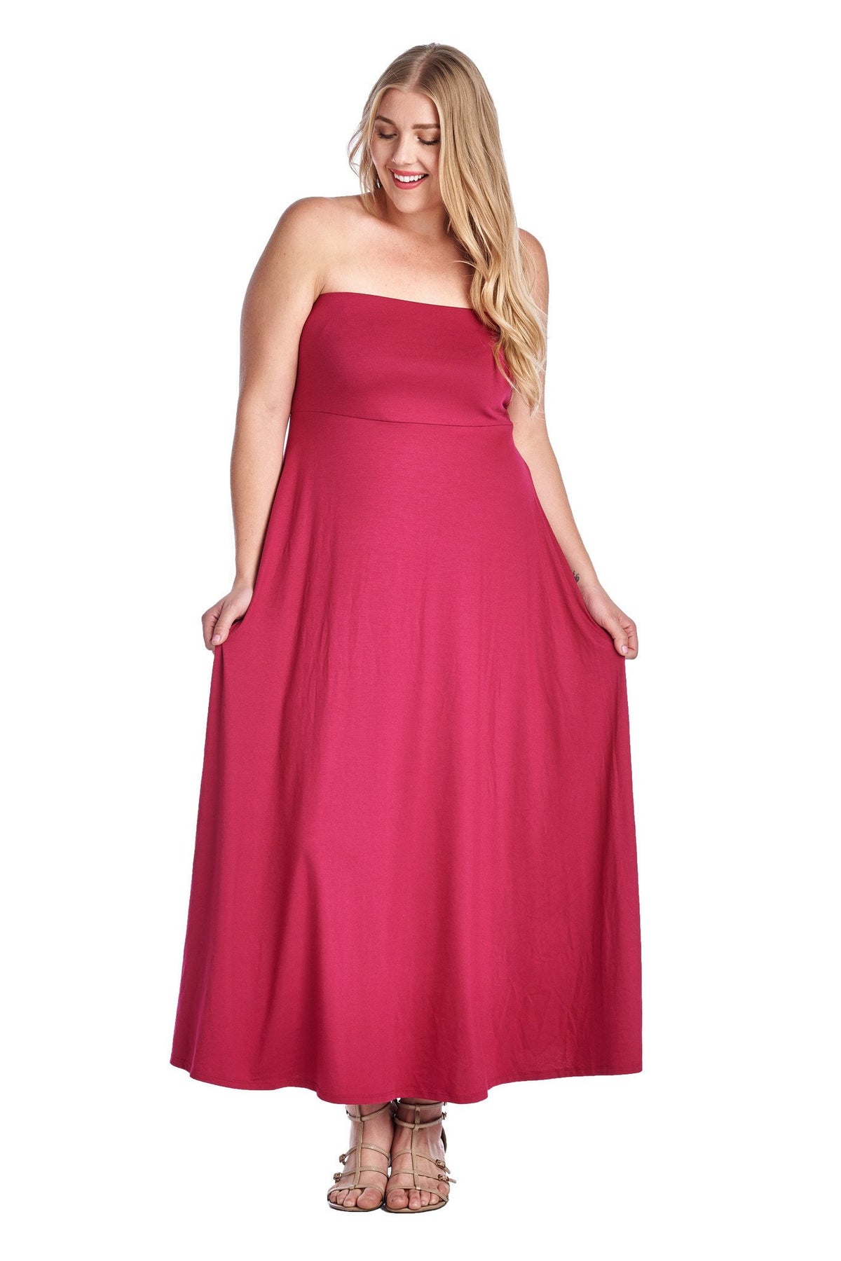 Women's Plus Size Strapless Maxi Dress - YuppyCollections