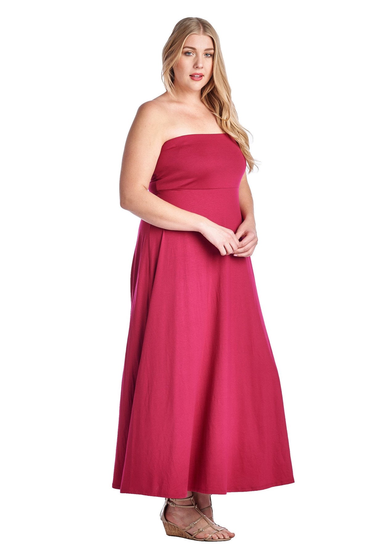 Women's Plus Size Strapless Maxi Dress - YuppyCollections