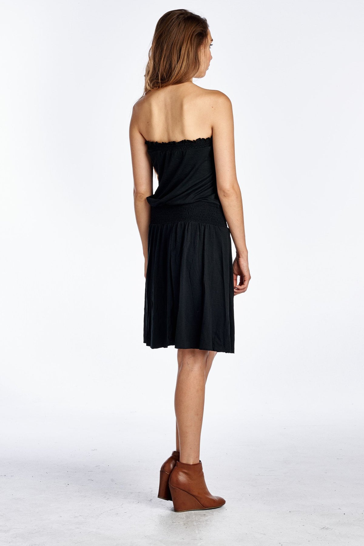 Women's Smock Strapless Dress with Elastic Waistband - YuppyCollections