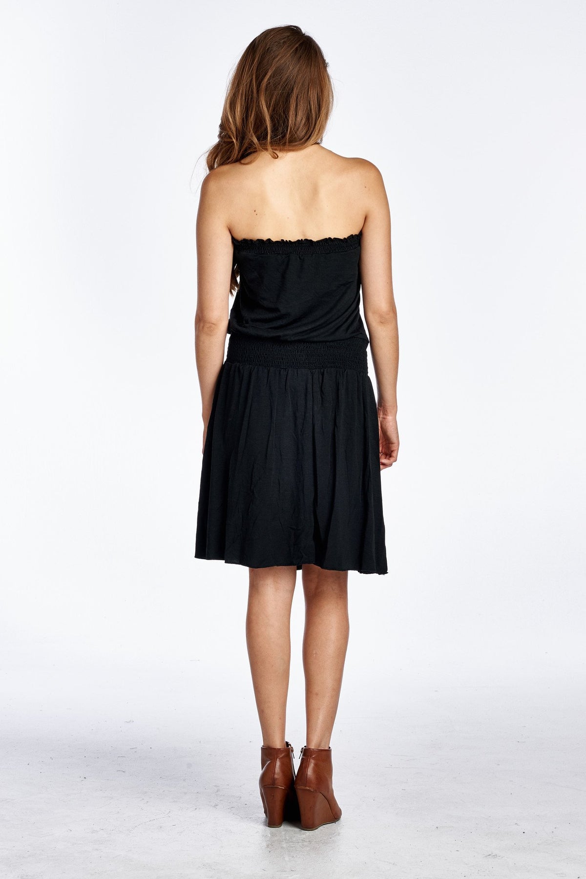 Women's Smock Strapless Dress with Elastic Waistband - YuppyCollections