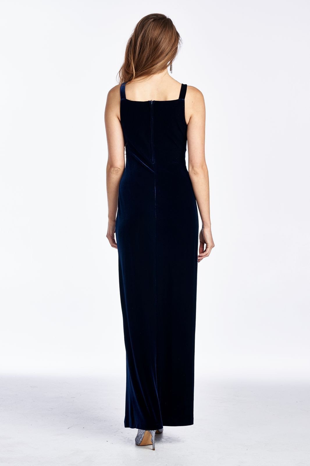 Women's Velvet Studded Maxi Dress - YuppyCollections