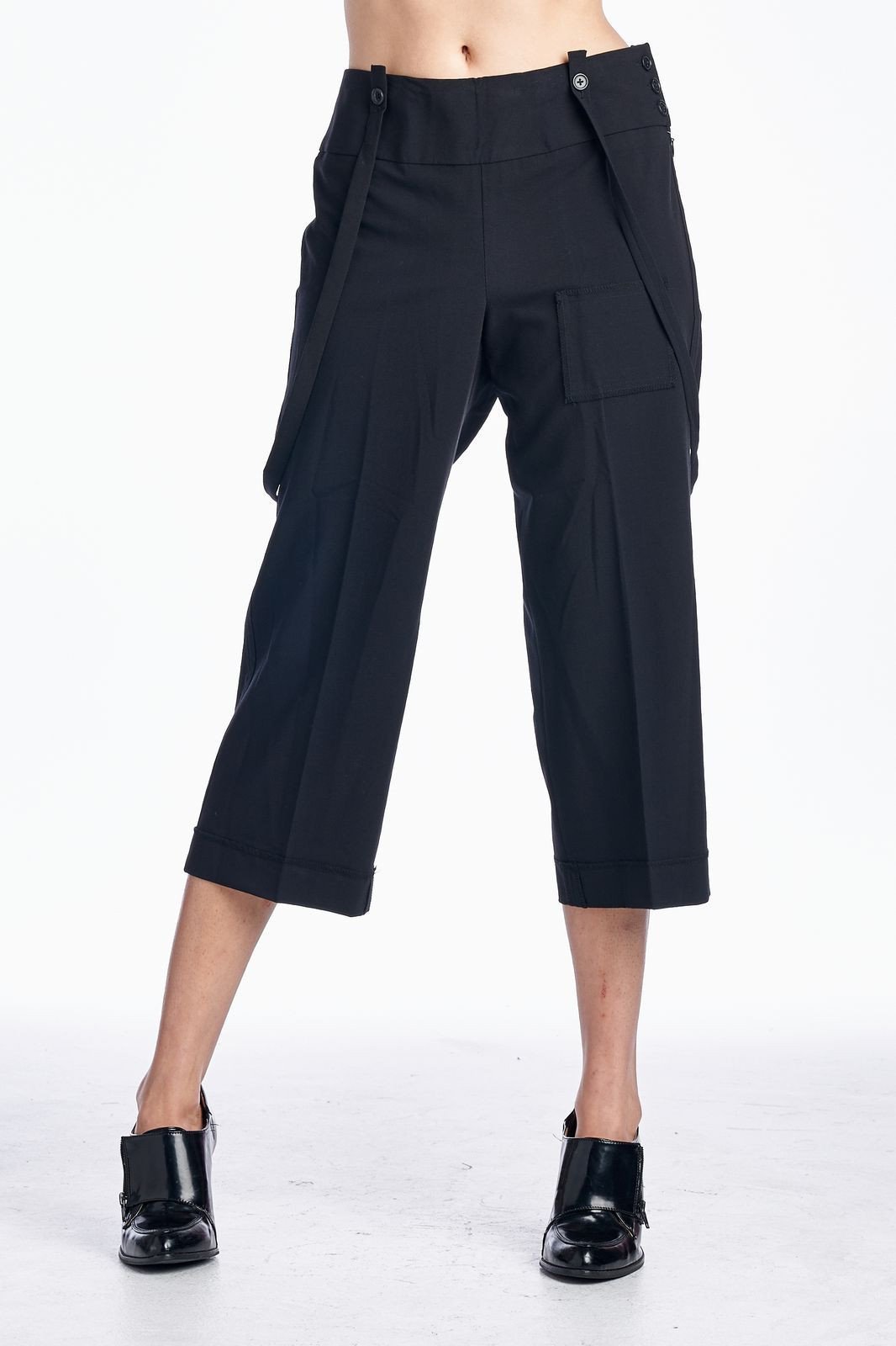 Women's Crop Pants with Suspender Straps - YuppyCollections