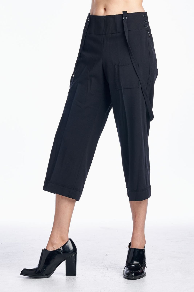 Women's Crop Pants with Suspender Straps - YuppyCollections