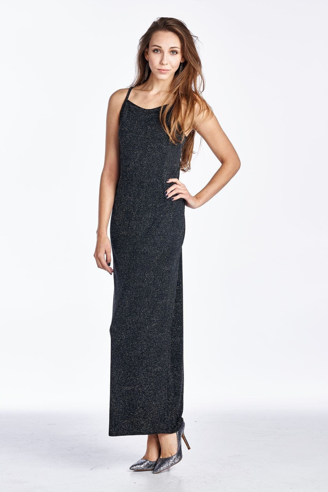 Women's Spaghetti Strap Shimmer Maxi Dress - YuppyCollections