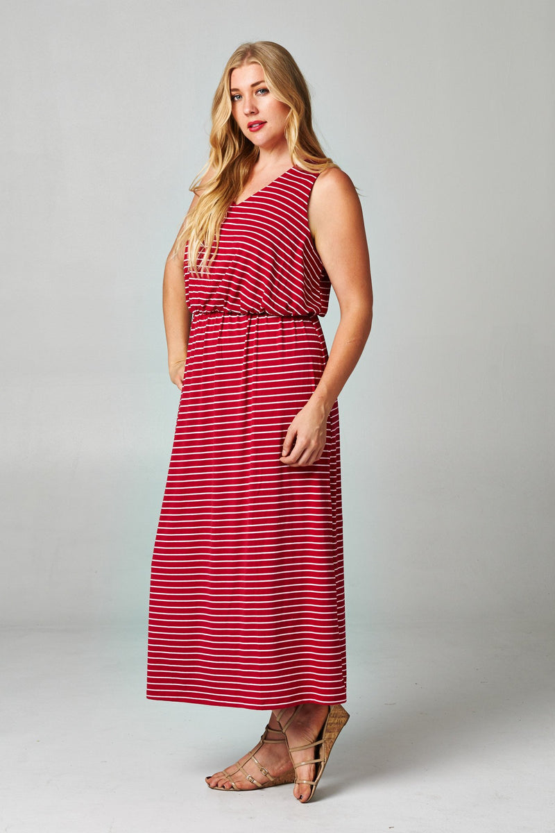 Women's Plus Size Blouson Maxi Dress - YuppyCollections