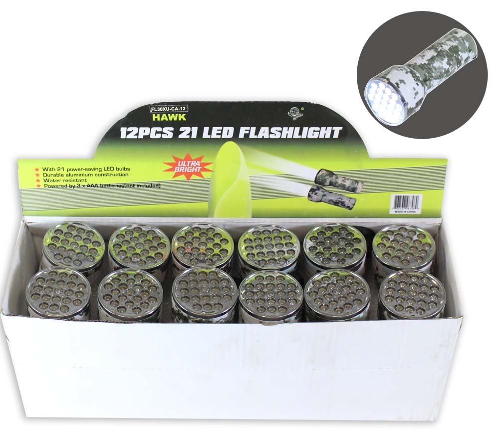 12 Piece Display of 21-LED Flashlights in Desert-Sand Camouflage :(Units= 2) - YuppyCollections