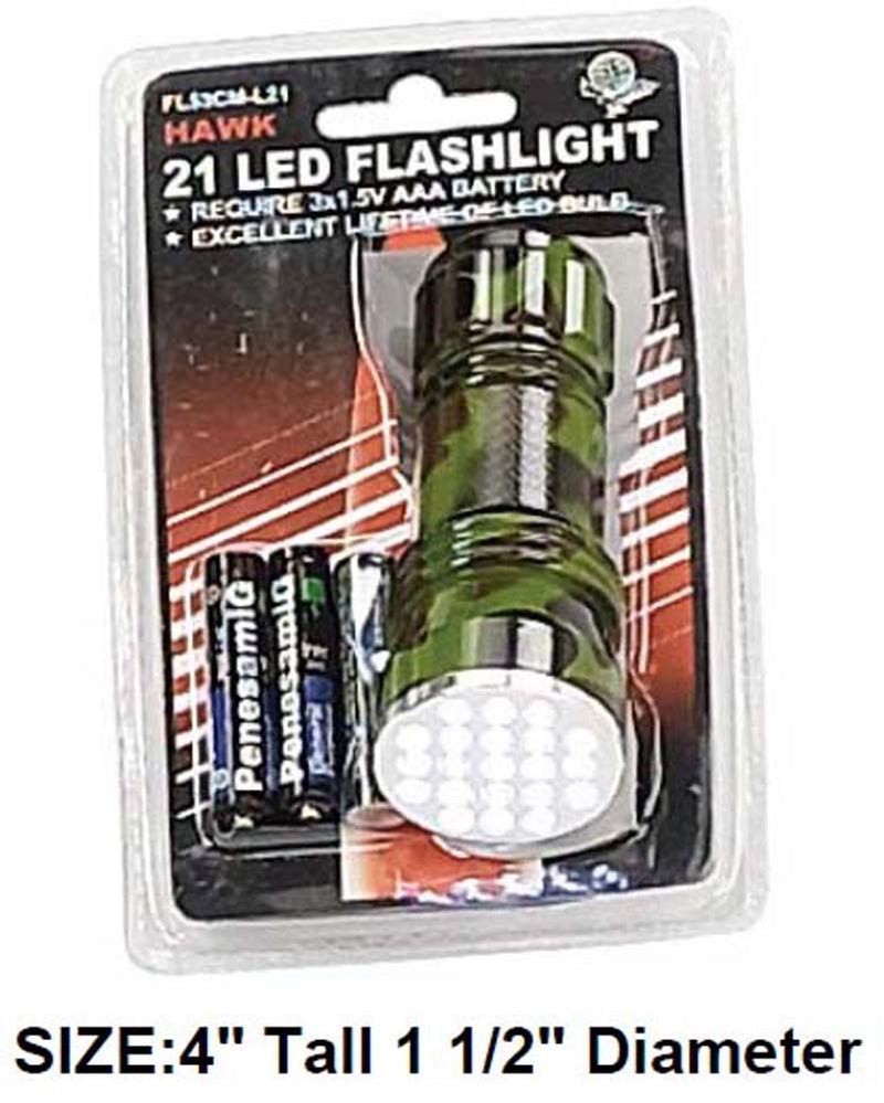 3-3/4 inch 21 LED Camouflage Flashlight With Batteries Included :(Units= 14) - YuppyCollections