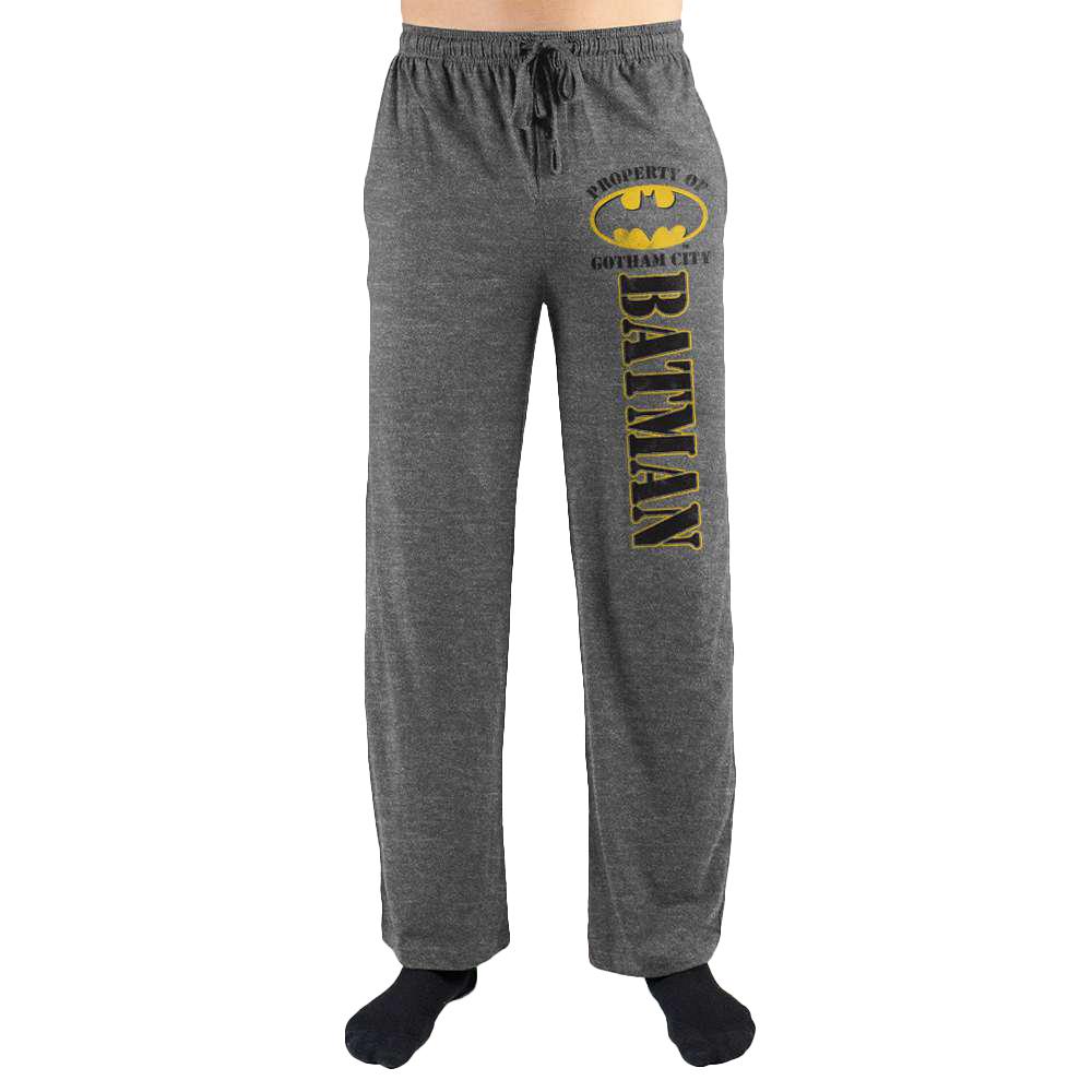 DC Comics Batman Property Of Gotham City Leg Print Mens Nightwear Lounge Sleep Pants - YuppyCollections