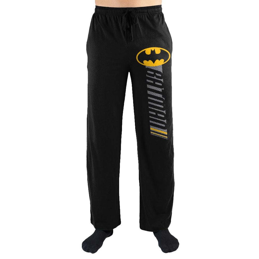 DC Comics Batman Logo Racing Stripe Mens Nightwear Lounge Sleep Pants - YuppyCollections