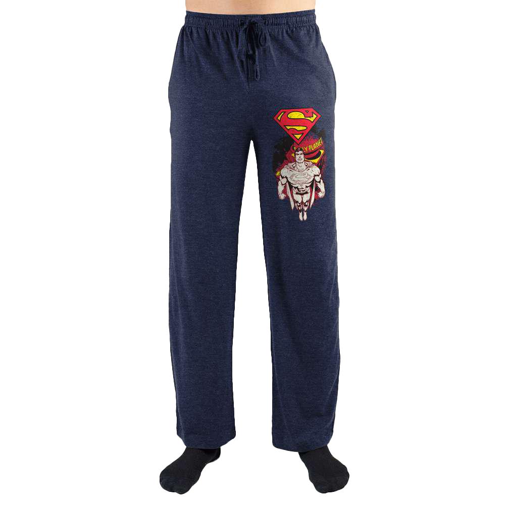 Red Superman Flying Logo Print Men's Sleepwear Lounge Pants - YuppyCollections