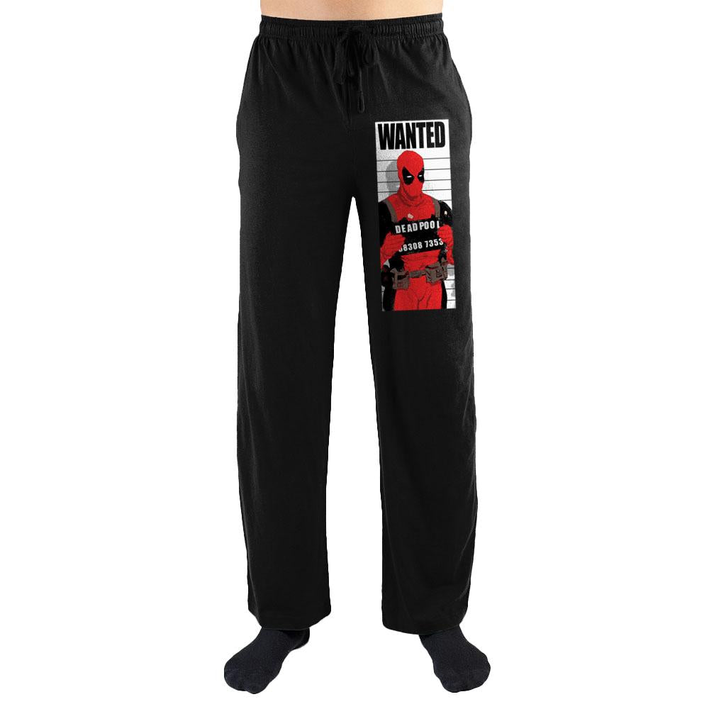 Marvel Comics Wanted Deadpool Mugshot Print Men's Nightwear Lounge Pants - YuppyCollections