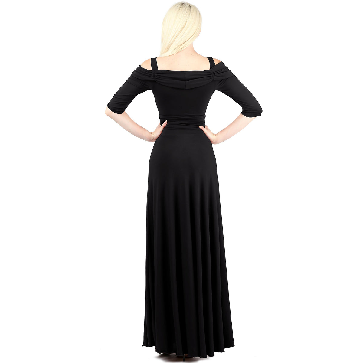 Evanese Women's Slip on Formal Long Eveing Party Dress Gown with 3/4 Sleeves - YuppyCollections