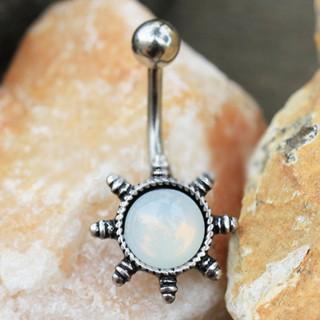 316L Stainless Steel Glaring Sun Navel Ring - YuppyCollections