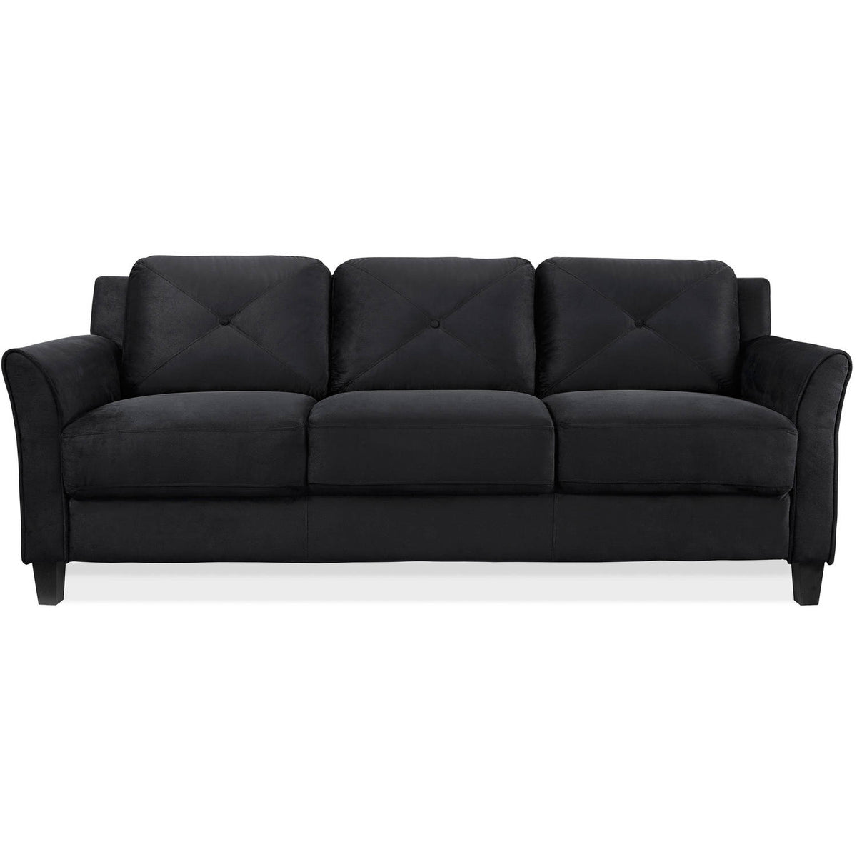 Lifestyle Solutions Taryn 78.75" Curved-Arm Sofa, BlackLifestyle Solutions Taryn 78.75" Curved-Arm Sofa, Black - YuppyCollections