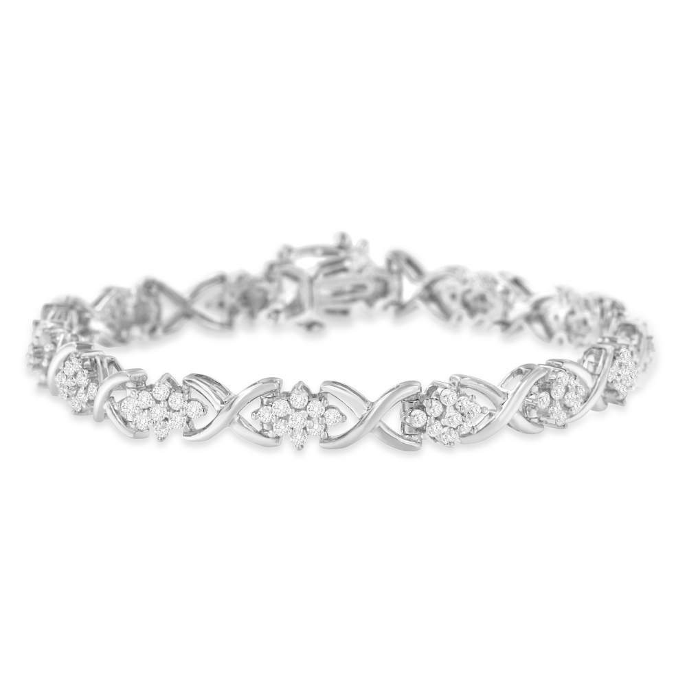 Sterling Silver 2.25ct TDW Rose-Cut Diamond Link Bracelet (I-J,I3) - YuppyCollections