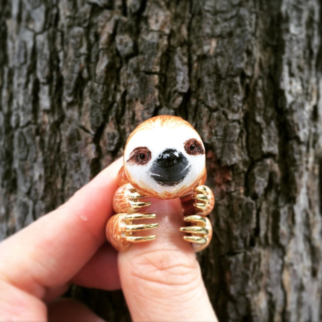 Mary Lou Orange Sloth Ring - YuppyCollections