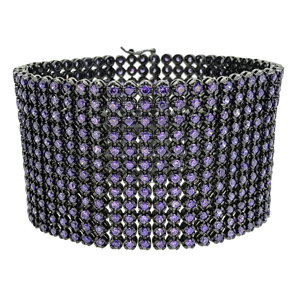 CZ 12 Row Purple Stones Bracelet - YuppyCollections