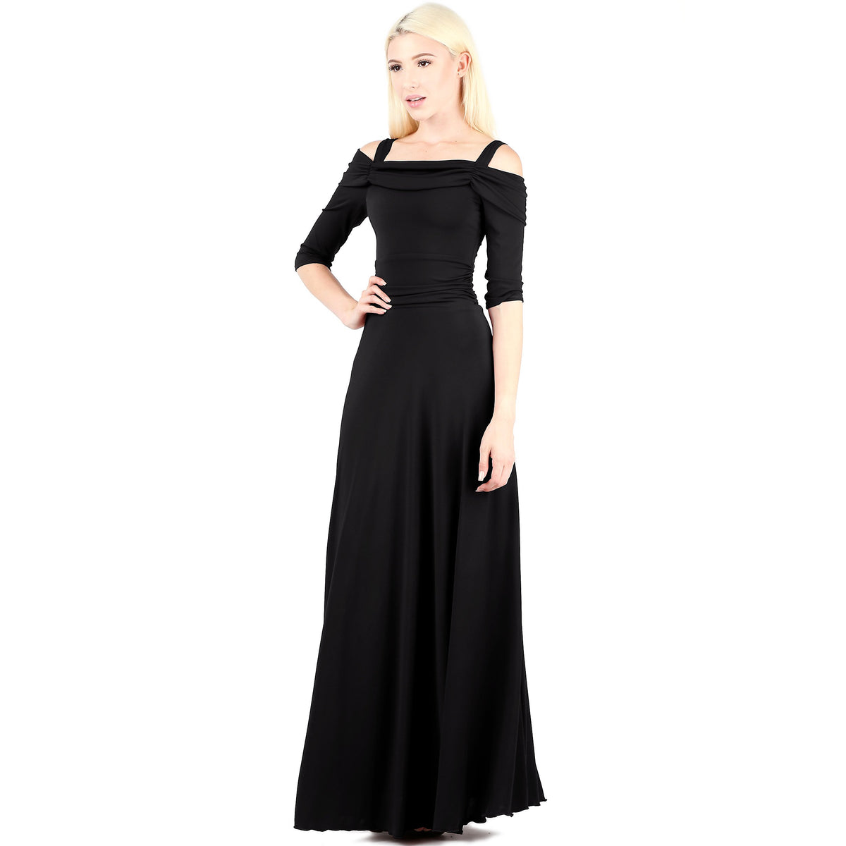 Evanese Women's Slip on Formal Long Eveing Party Dress Gown with 3/4 Sleeves - YuppyCollections