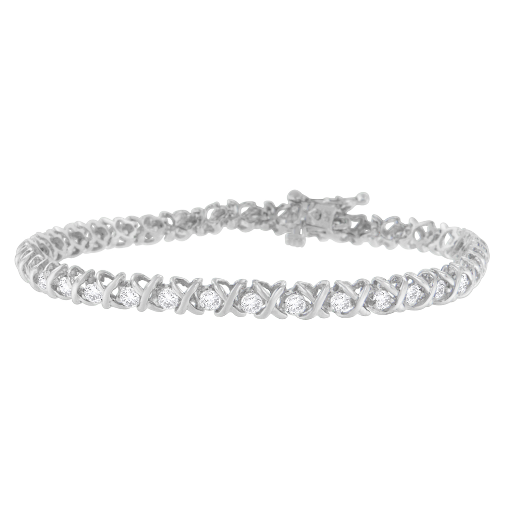 18K White Gold 2 CTTW Round Cut Diamond Wrapped in Love Bracelet (H-I, I1-I2) - YuppyCollections