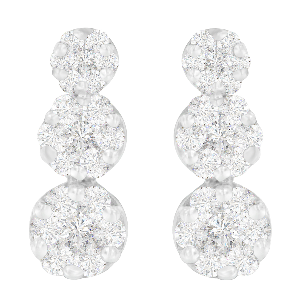 14K White Gold 2ct. TDW Round-cut Diamond Earrings (H-I,I1-I2) - YuppyCollections