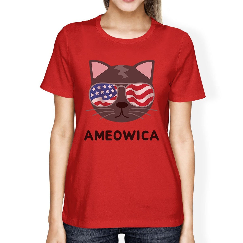 Ameowica Womens Funny Fourth Of July T-Shirt Gifts For Cat Owners - YuppyCollections